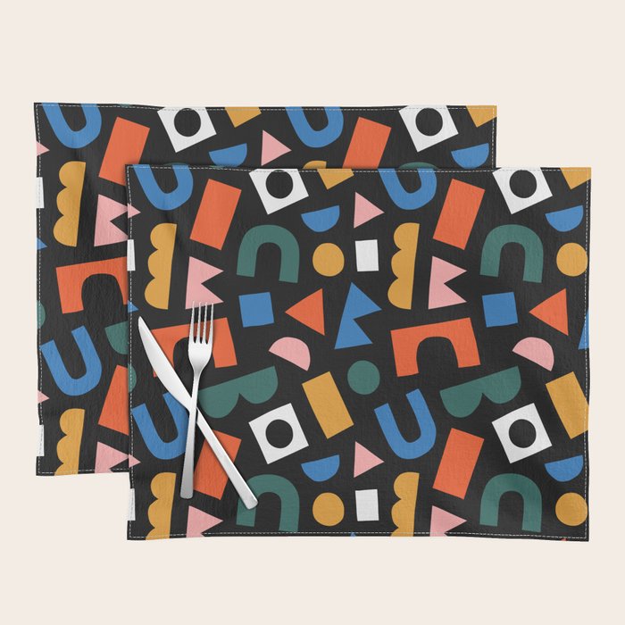 Colorful abstract organic shape art pattern Placemat Gallery Image 1
