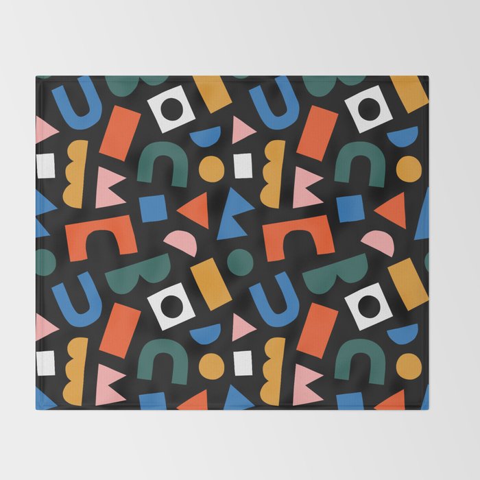 Colorful abstract organic shape art pattern Throw Blanket Gallery Image 2