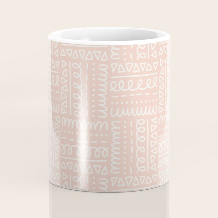 Sweet Doodle Squares . Peachy Pink Coffee Mug Gallery Image 4