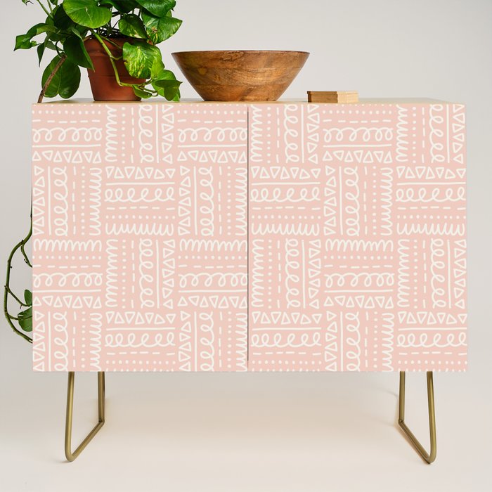 Sweet Doodle Squares . Peachy Pink Credenza Gallery Image 1