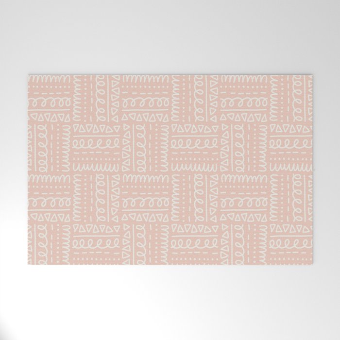 Sweet Doodle Squares . Peachy Pink Welcome Mat Gallery Image 1