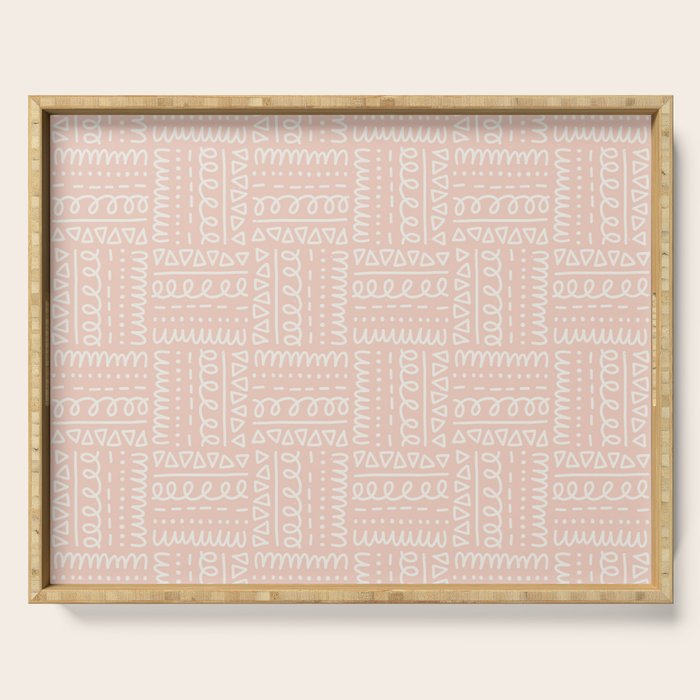 Sweet Doodle Squares . Peachy Pink Serving Tray Gallery Image 1