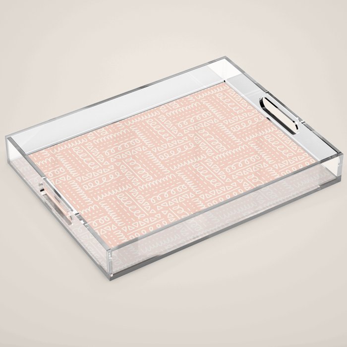 Sweet Doodle Squares . Peachy Pink Acrylic Tray Gallery Image 1