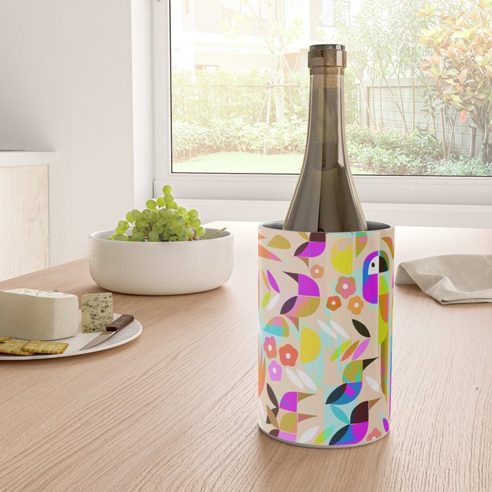 TROPICAL BIRD PATTERN COLLAGE Wine Chiller Gallery Image 4