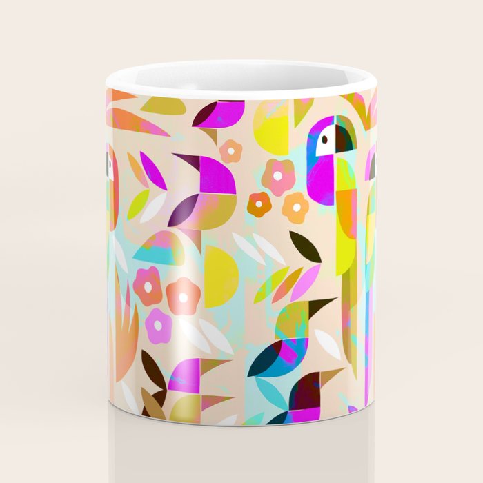 TROPICAL BIRD PATTERN COLLAGE Coffee Mug Gallery Image 4