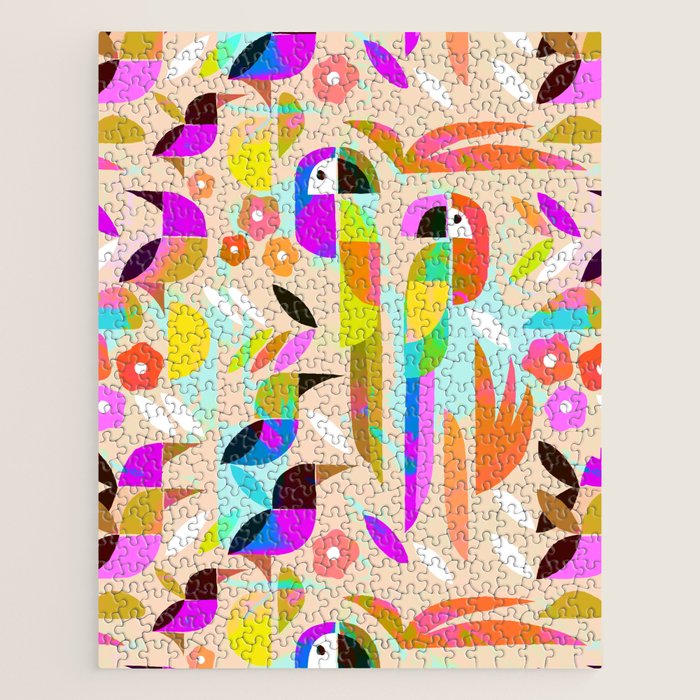 TROPICAL BIRD PATTERN COLLAGE Jigsaw Puzzle Gallery Image 1