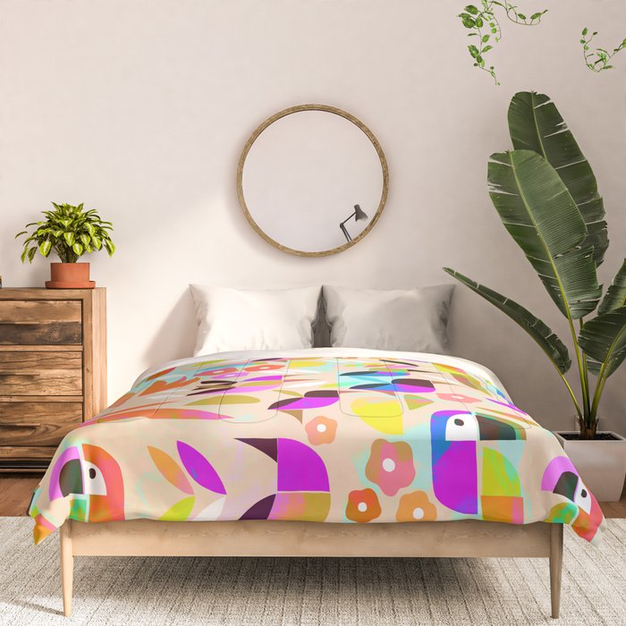 TROPICAL BIRD PATTERN COLLAGE Comforter Gallery Image 3