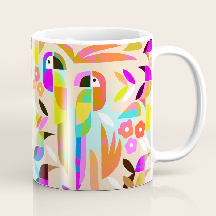 TROPICAL BIRD PATTERN COLLAGE Coffee Mug Gallery Image 1