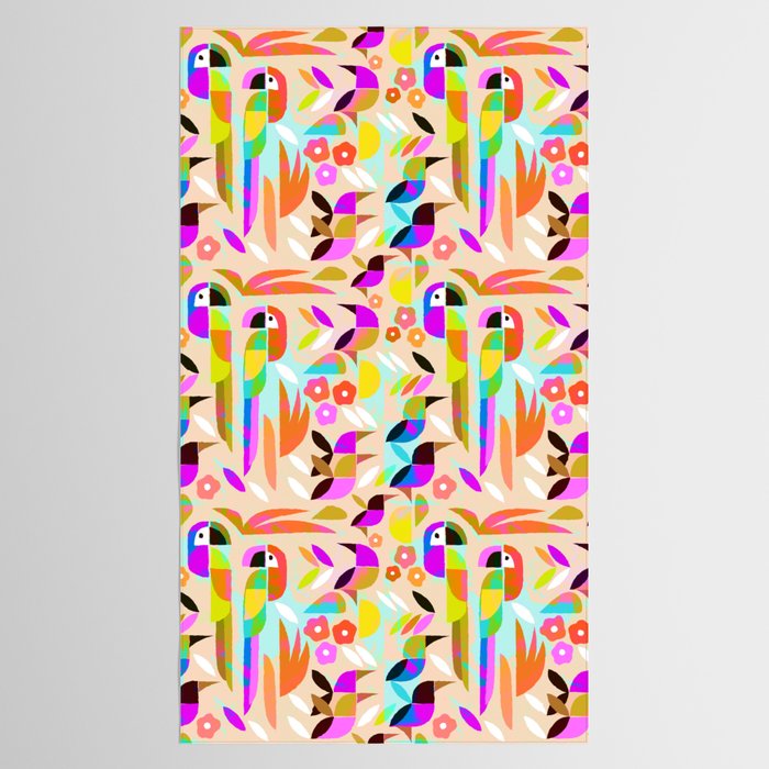 TROPICAL BIRD PATTERN COLLAGE Tablecloth Gallery Image 2