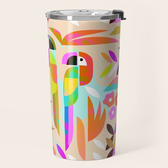 TROPICAL BIRD PATTERN COLLAGE Travel Mug Gallery Image 2