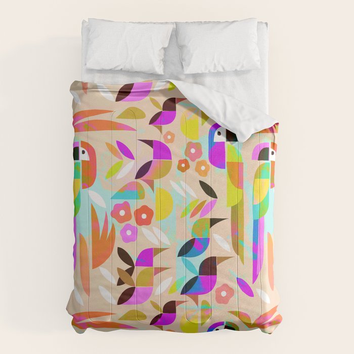 TROPICAL BIRD PATTERN COLLAGE Comforter Gallery Image 6