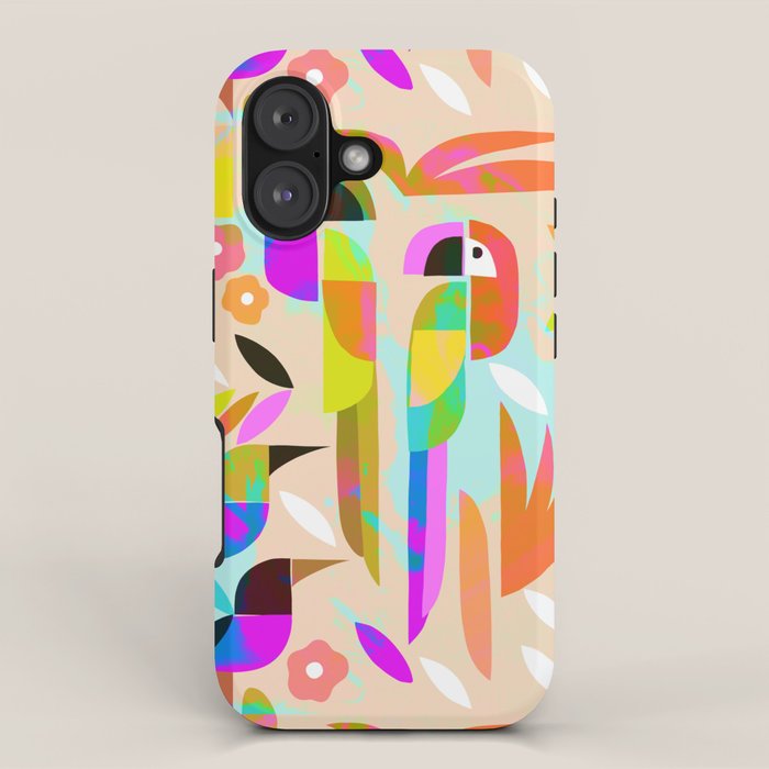 TROPICAL BIRD PATTERN COLLAGE iPhone Case Gallery Image 1