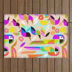 TROPICAL BIRD PATTERN COLLAGE Outdoor Rug Gallery Image 1