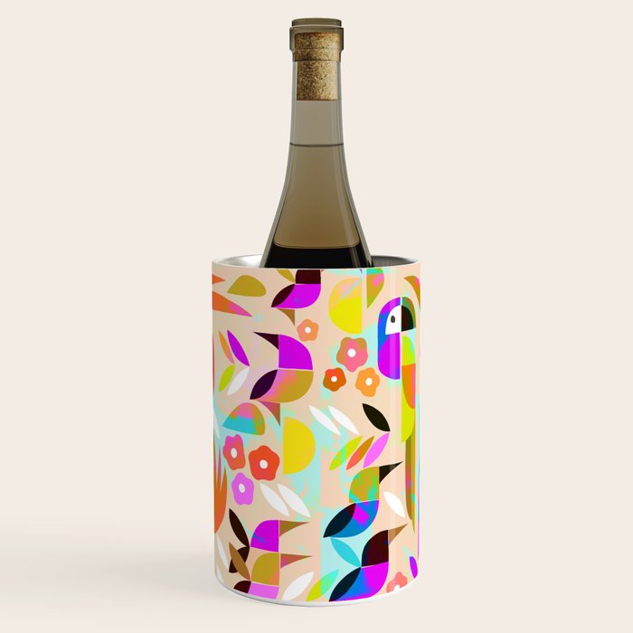 TROPICAL BIRD PATTERN COLLAGE Wine Chiller Gallery Image 1
