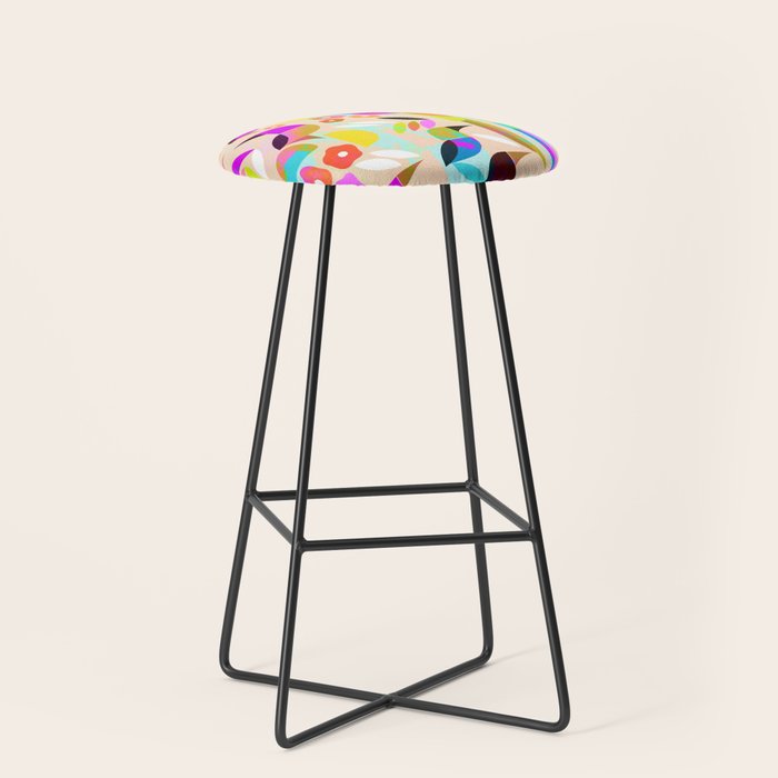 TROPICAL BIRD PATTERN COLLAGE Stool Gallery Image 1