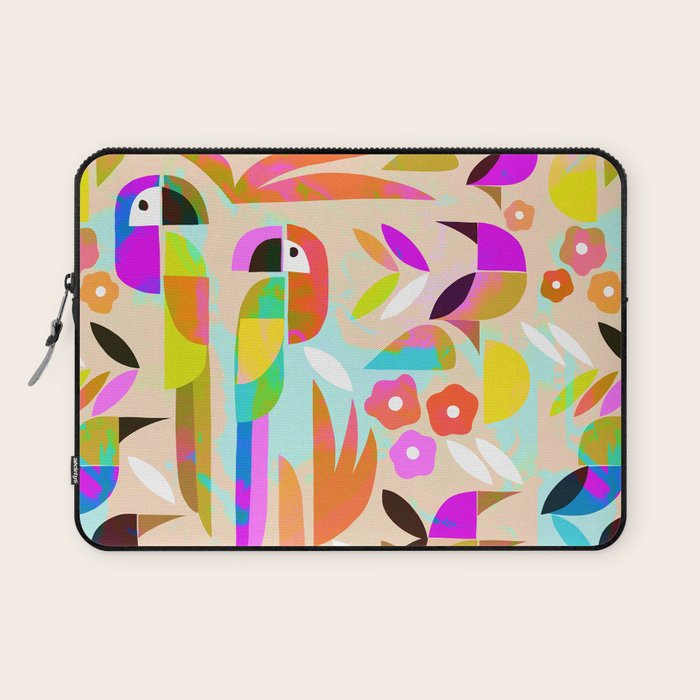 TROPICAL BIRD PATTERN COLLAGE Laptop Sleeve Gallery Image 1