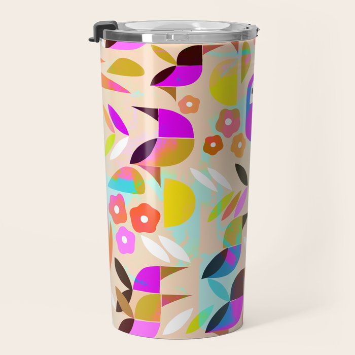 TROPICAL BIRD PATTERN COLLAGE Travel Mug Gallery Image 3