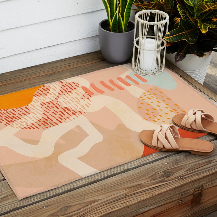 mid century modern abstract design II Outdoor Rug Gallery Image 2