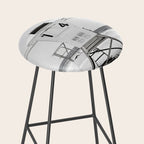 Black and White Beach Photography, Grey Lifeguard Stand, Gray Coastal Nautical Art Stool Gallery Image 2