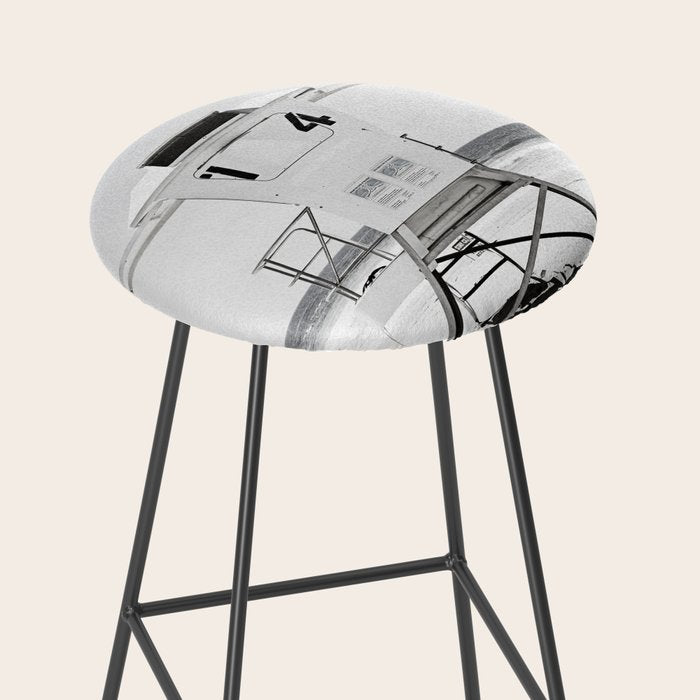 Black and White Beach Photography, Grey Lifeguard Stand, Gray Coastal Nautical Art Stool Gallery Image 2