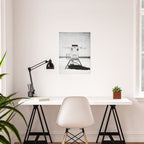 Black and White Beach Photography, Grey Lifeguard Stand, Gray Coastal Nautical Art Poster Gallery Image 2