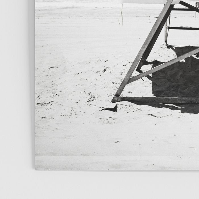 Black and White Beach Photography, Grey Lifeguard Stand, Gray Coastal Nautical Art Poster Gallery Image 3
