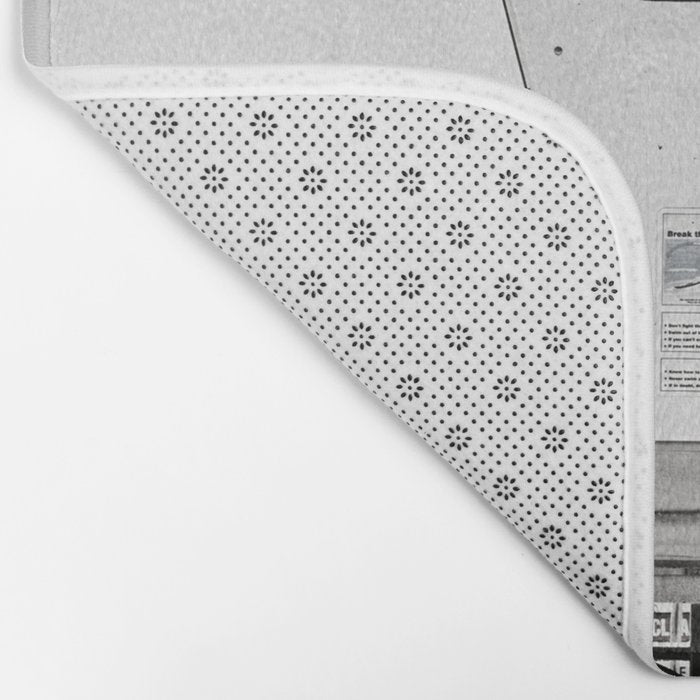 Black and White Beach Photography, Grey Lifeguard Stand, Gray Coastal Nautical Art Bath Mat Gallery Image 2