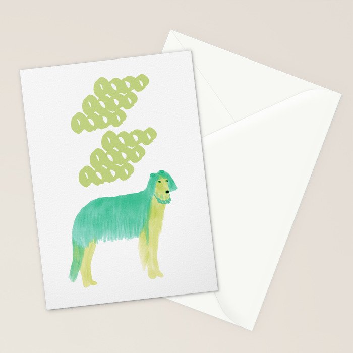 Stylish Dog - Green Stationery Card Gallery Image 2