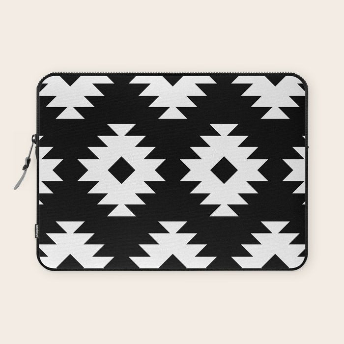 Southwestern  Black and White Laptop Sleeve Gallery Image 1