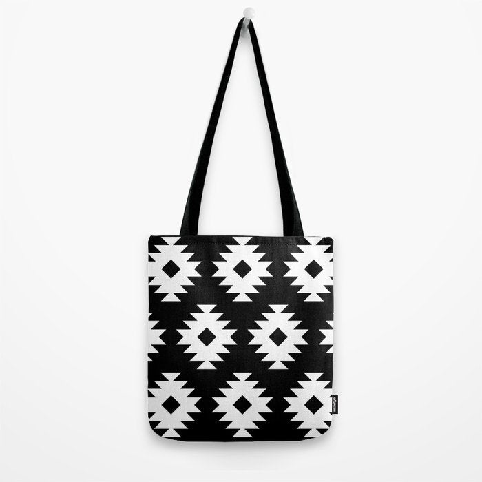 Southwestern  Black and White Tote Bag Gallery Image 2