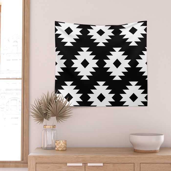 Southwestern  Black and White Wall Tapestry Gallery Image 2