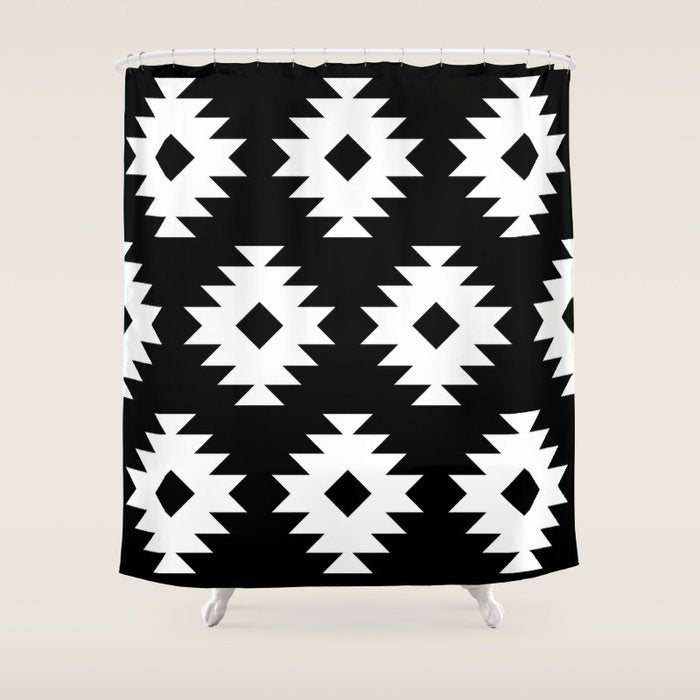 Southwestern  Black and White Shower Curtain Gallery Image 1