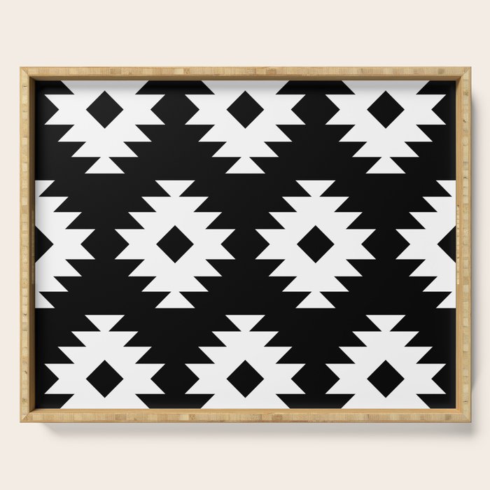 Southwestern  Black and White Serving Tray Gallery Image 1