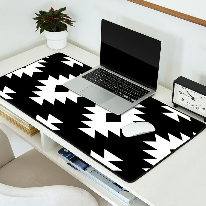 Southwestern  Black and White Desk Mat Gallery Image 2