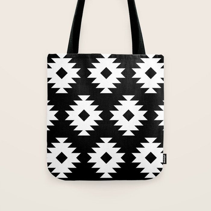 Southwestern  Black and White Tote Bag Gallery Image 1
