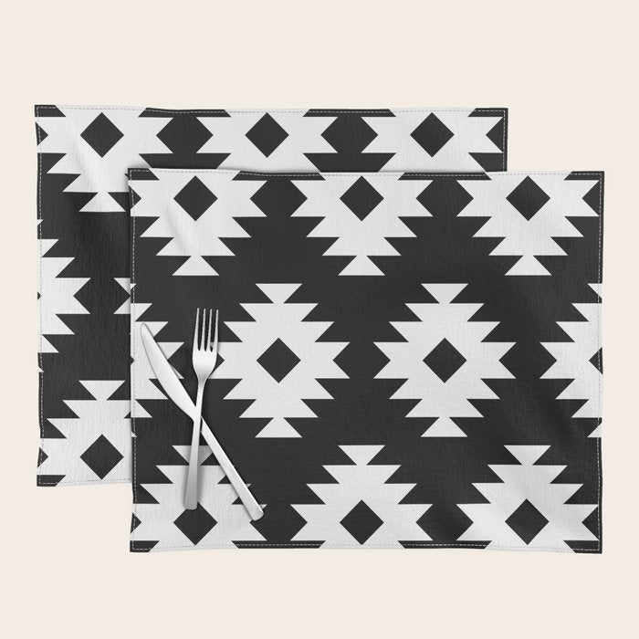 Southwestern  Black and White Placemat Gallery Image 1