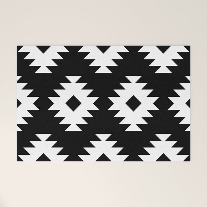 Southwestern  Black and White Welcome Mat Gallery Image 1