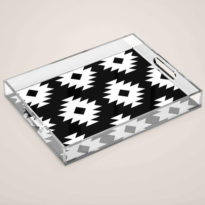 Southwestern  Black and White Acrylic Tray Gallery Image 1