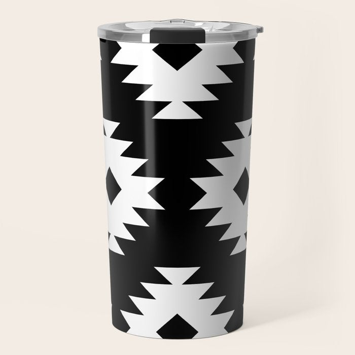 Southwestern  Black and White Travel Mug Gallery Image 1