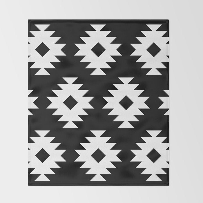 Southwestern  Black and White Throw Blanket Gallery Image 2