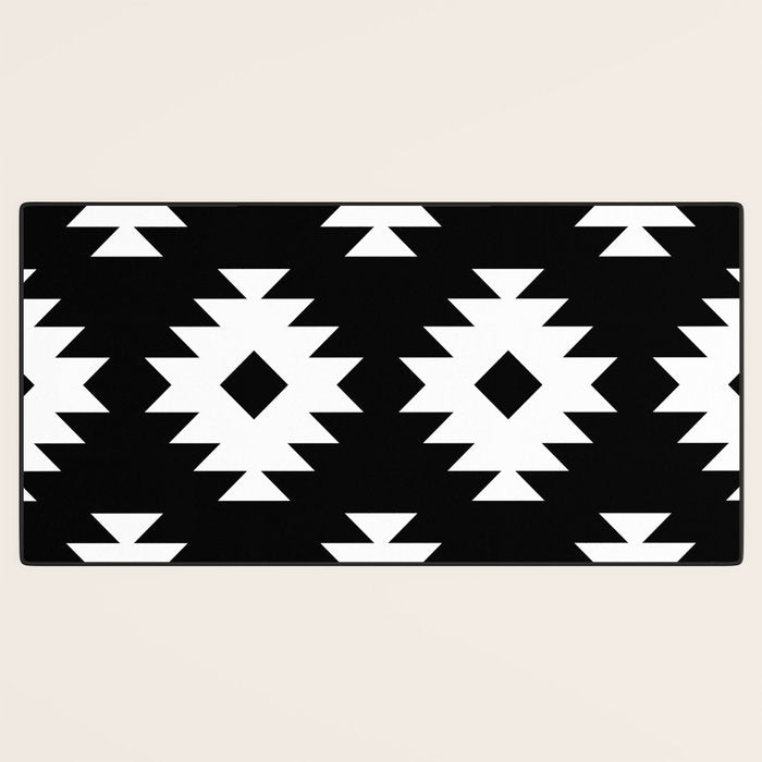 Southwestern  Black and White Desk Mat Gallery Image 3