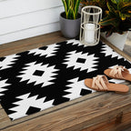Southwestern  Black and White Outdoor Rug Gallery Image 2