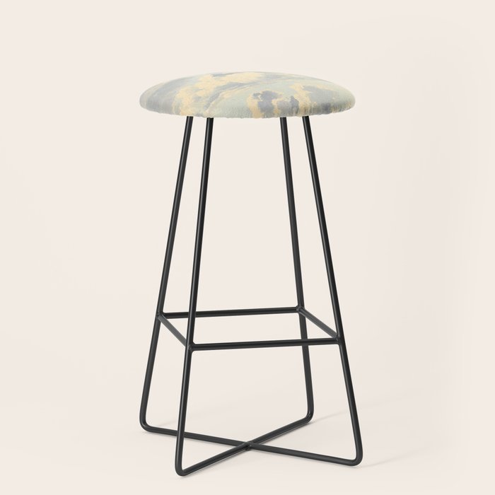 Watercolor Painting Sunrise Clouds Stool Gallery Image 1