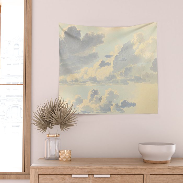 Watercolor Painting Sunrise Clouds Wall Tapestry Gallery Image 2