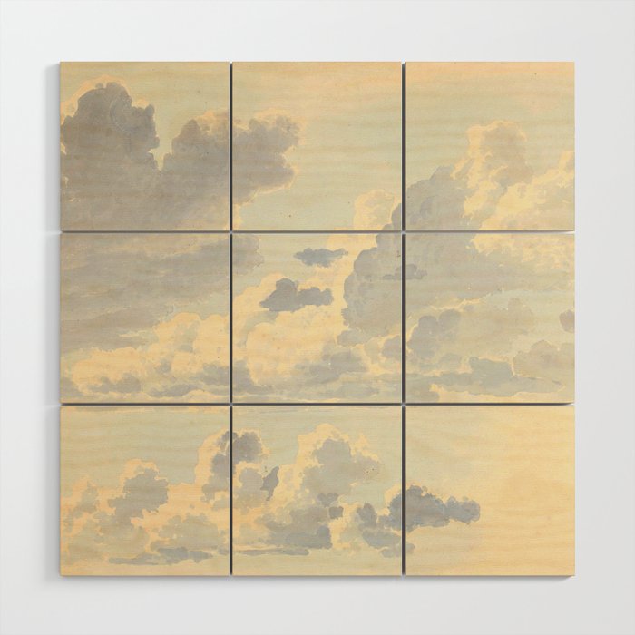 Watercolor Painting Sunrise Clouds Wood Wall Art Gallery Image 1