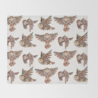 Owls in Flight - Brown Palette Throw Blanket Gallery Image 2
