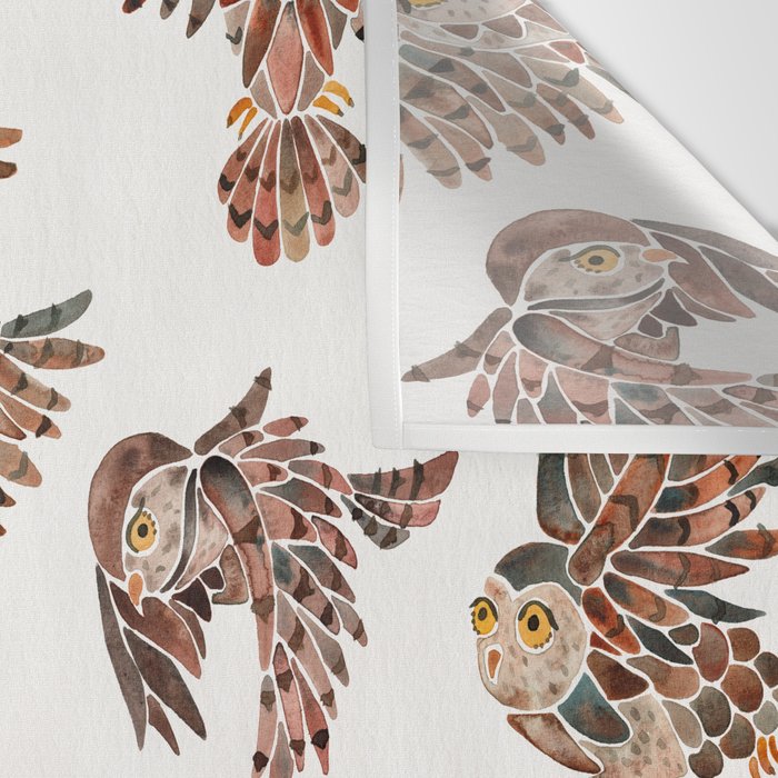 Owls in Flight - Brown Palette Wall Tapestry Gallery Image 3