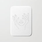 Minimal Line Art Woman with Hands on Face Bath Mat Gallery Image 1