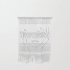 Minimal Line Art Woman with Hands on Face Wall Hanging Gallery Image 1