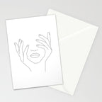 Minimal Line Art Woman with Hands on Face Stationery Card Gallery Image 2